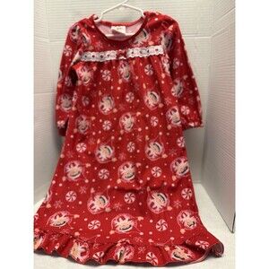 Toddler  & Girls  Red Flannel Elf On The Shelf Nightgown with ruffles Sz 4T